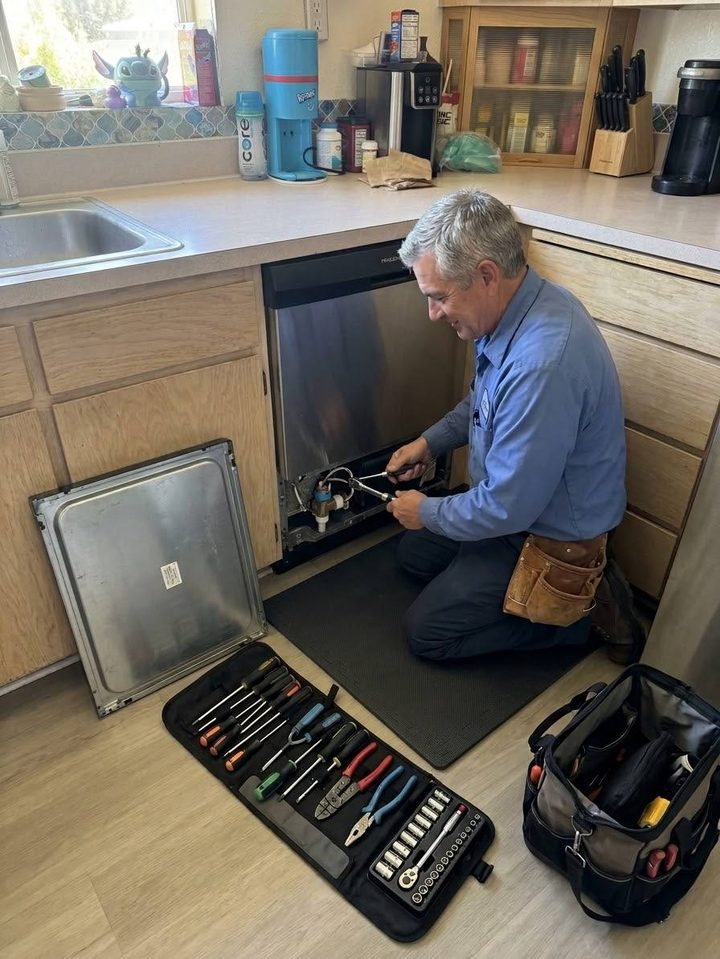 Dishwasher valve repair below the counter